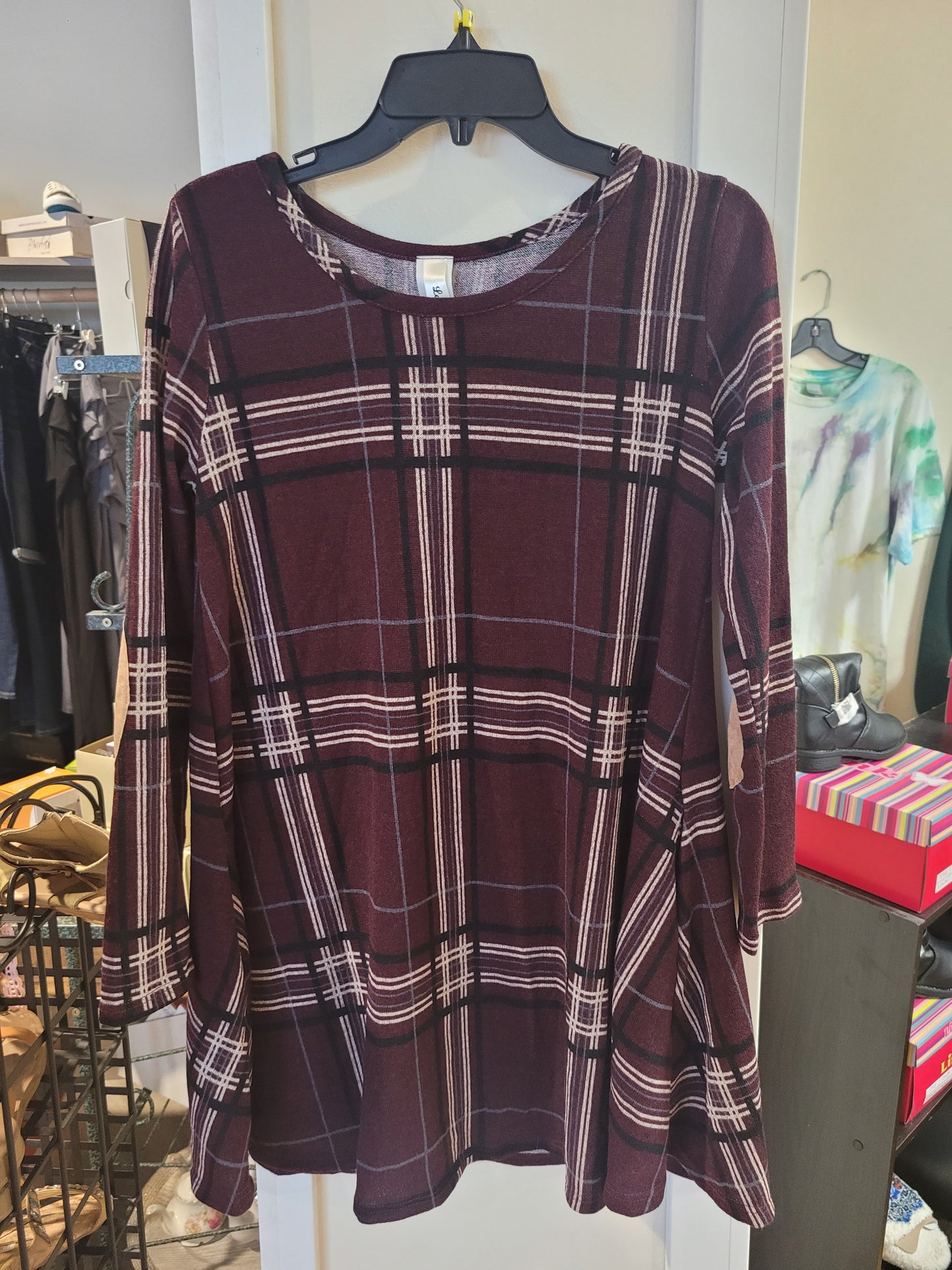 PLAID LONG SLEEVE DRESS