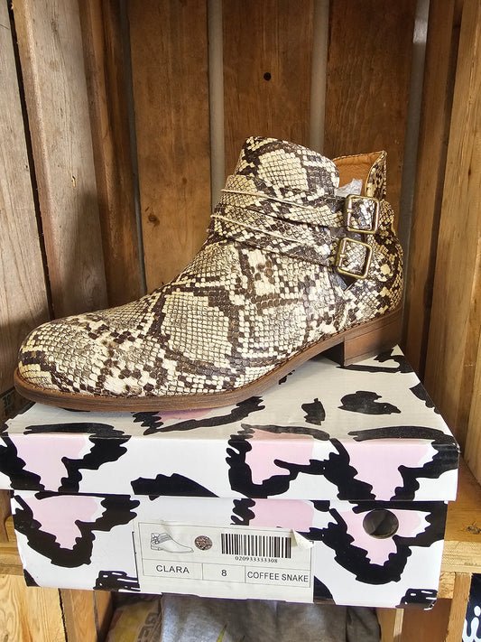 Coffee Snake Low Heel Boot